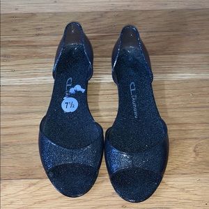 CL by Laundry Black w/Silver Glitter Jelly Flats